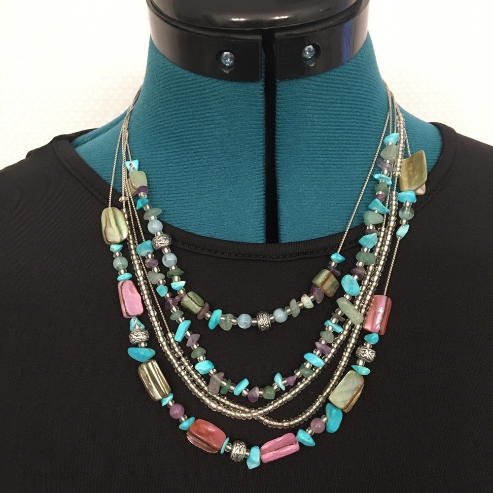 NWOT Multi-strand, Multi-colored Layered Necklace